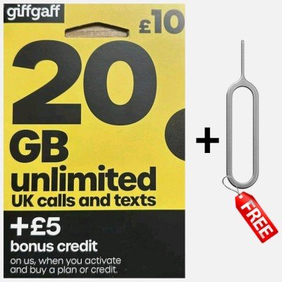 Giffgaff SIM with £5 Free Credit with Data + Unlimited Calls & Texts + FREE PIN