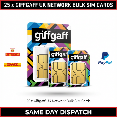 25 x Giffgaff UK Network Bulk Sim Cards (New Series: 0680-0688) 25 x Giffgaff UK Network Bulk Sim Cards (New Series: 0680-0688)