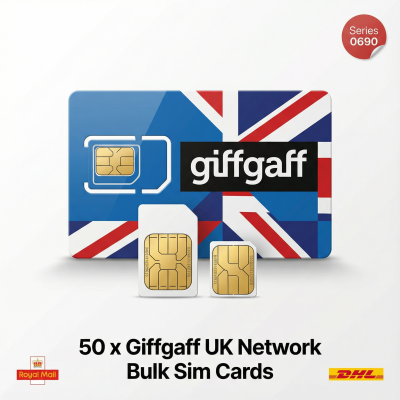 50 x Giffgaff UK Network Bulk Sim Cards (New Series: 0690) 50 x Giffgaff UK Network Bulk Sim Cards (New Series: 0690)