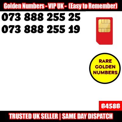 GOLD EASY MOBILE NUMBER MEMORABLE PLATINUM VIP UK PAY AS YOU GO SIM LOT B458B
