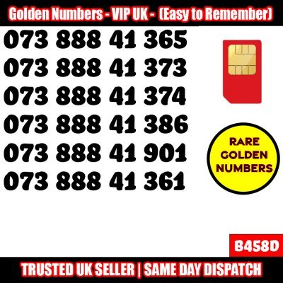 GOLD EASY MOBILE NUMBER MEMORABLE PLATINUM VIP UK PAY AS YOU GO SIM LOT B458D