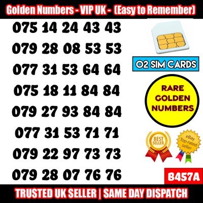GOLD EASY MOBILE NUMBER MEMORABLE PLATINUM UK PAY AS YOU GO SIM B457
