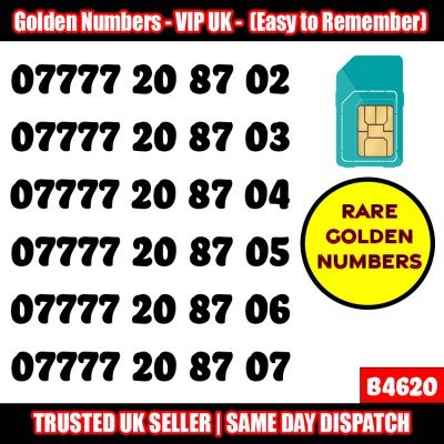 GOLD EASY MOBILE NUMBER MEMORABLE PLATINUM VIP UK PAY AS YOU GO SIM LOT - B462O