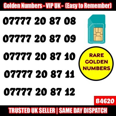 GOLD EASY MOBILE NUMBER MEMORABLE PLATINUM VIP UK PAY AS YOU GO SIM LOT - B462O
