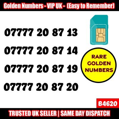 GOLD EASY MOBILE NUMBER MEMORABLE PLATINUM VIP UK PAY AS YOU GO SIM LOT - B462O