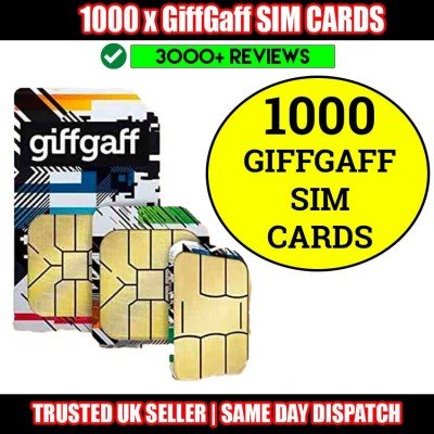 1000 x GiffGaff Pay As You Go UK Network SIM cards