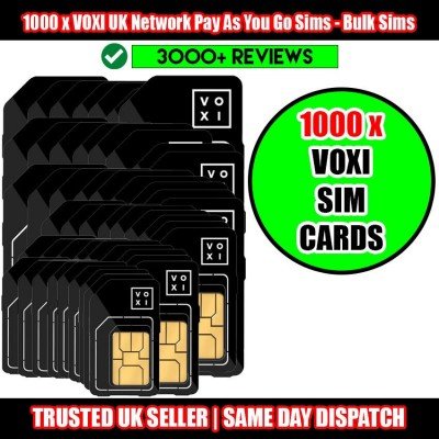 1000 x VOXI UK Network Pay As You Go SIMs