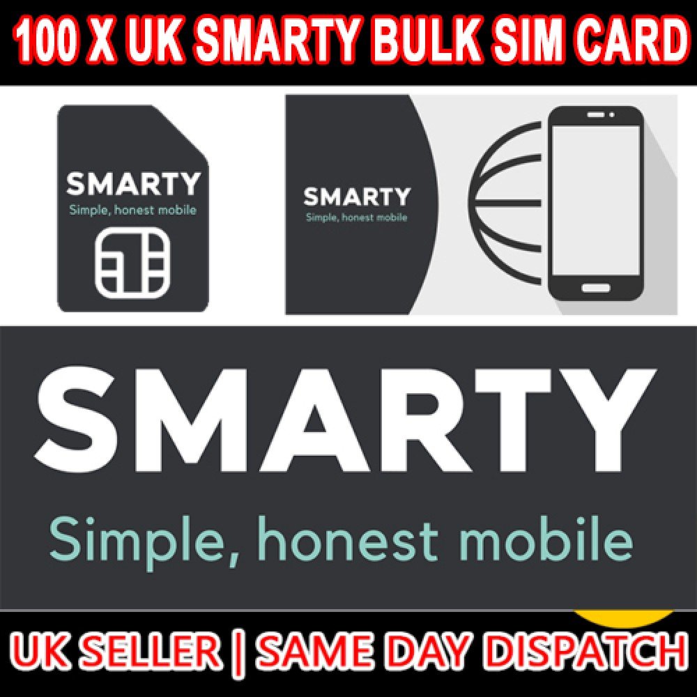 100 x Smarty UK SIM Cards from Threek Network Bulk Joblot