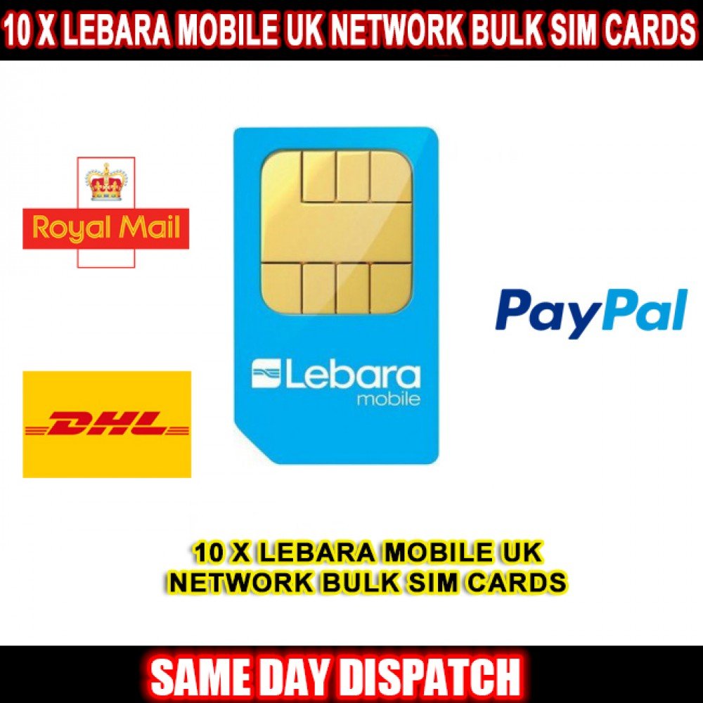 Buy 10 x Lebara Mobile UK Network Bulk Sim Cards