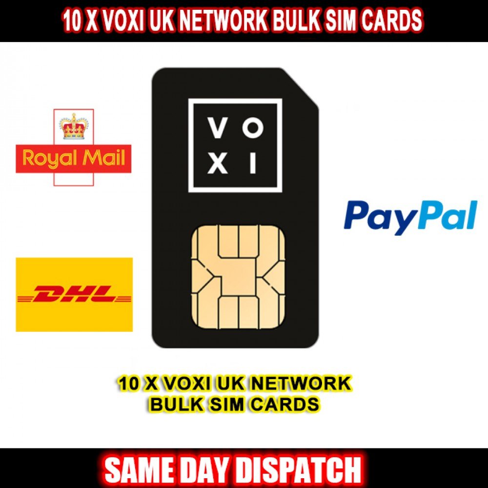 Buy 10 x Voxi UK Network Bulk Sim Cards