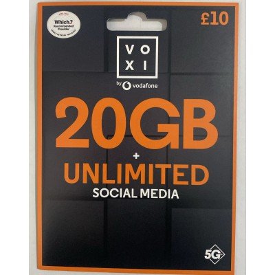 Voxi £10 Bundle - 20GB + Unlimited Minutes & Texts