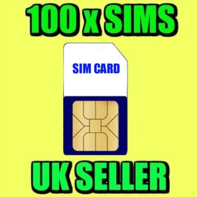 100 x O2 Network Pay As You Go UK Sim Cards