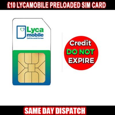 £10 Lycamobile Preloaded UK Network Pay As You Go SIM Card - CREDIT DO NOT EXPIRE
