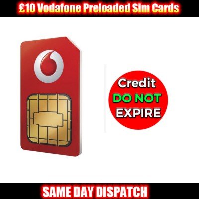 £10 Vodafone Preloaded UK Network Pay As You Go SIM Card - CREDIT DO NOT EXPIRE