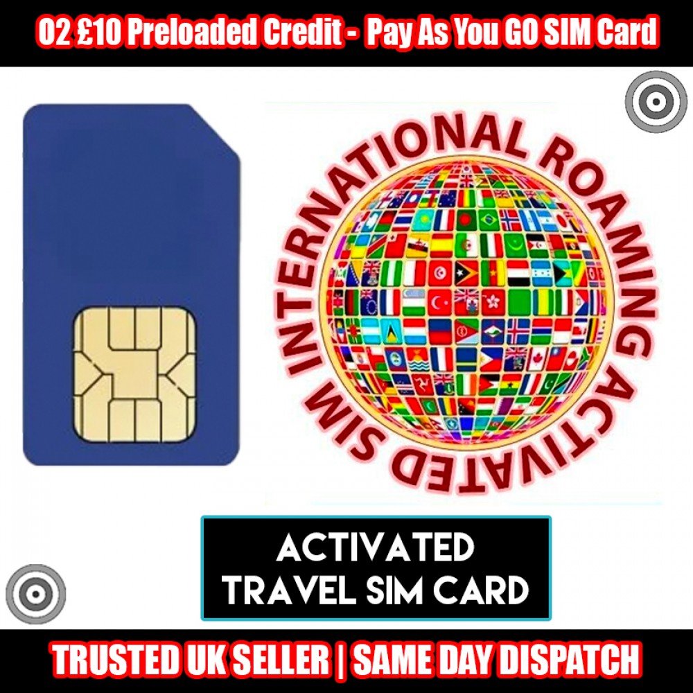 O2 UK £10 Preloaded Credit Pay As You Go EU Roaming SIM Card ...