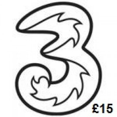 3 Mobile UK Network £15 Topup Voucher Code 