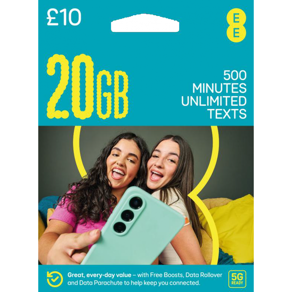 Ee Rugged Micro Sim EE £10 Bundle SIM Card | 20GB Data, 500 Minutes & Unlimited Texts